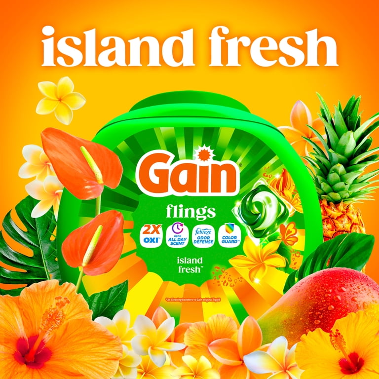 Gain, Laundry Pods, 60 Count, Island Fresh Scent, Odor Defense