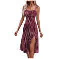 thumbnail image 2 of Sakmal Side Split Spring Dresses for Women 2025 Sexy Midi Sundress Purple Dress Polka Dot Dresses, 2 of 7