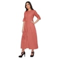 thumbnail image 3 of Moomaya Long Women Dress Solid Casual A-Line Front Slit Short Sleeve Kurta, 3 of 5