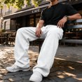 thumbnail image 6 of WULMLEO Men's Wide Leg Sweatpants with Pockets Drawstring Loose Fit Baggy Athletic Pants for Fall Casual White L, 6 of 9