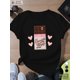 thumbnail image 4 of Women's Casual Crew Neck T-Shirt, Short Sleeve, Geometric Chocolate Love Pattern, All Season SportsCamisetas para mujer, lindas camisetas con estampado gráfico, de manga corta, estilo casual, para ve, 4 of 7