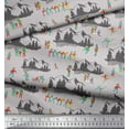 thumbnail image 3 of Soimoi Grey Rayon Fabric Humans,Sleigh & Mountains Holiday Print Sewing Fabric Yard 56 Inch Wide, 3 of 3