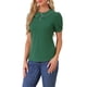thumbnail image 4 of INSPIRAR CHIC Blusa de Mujer Vintage con Cuello Peter Pan y Mangas Cortas con Contraste Verde, 4 of 6