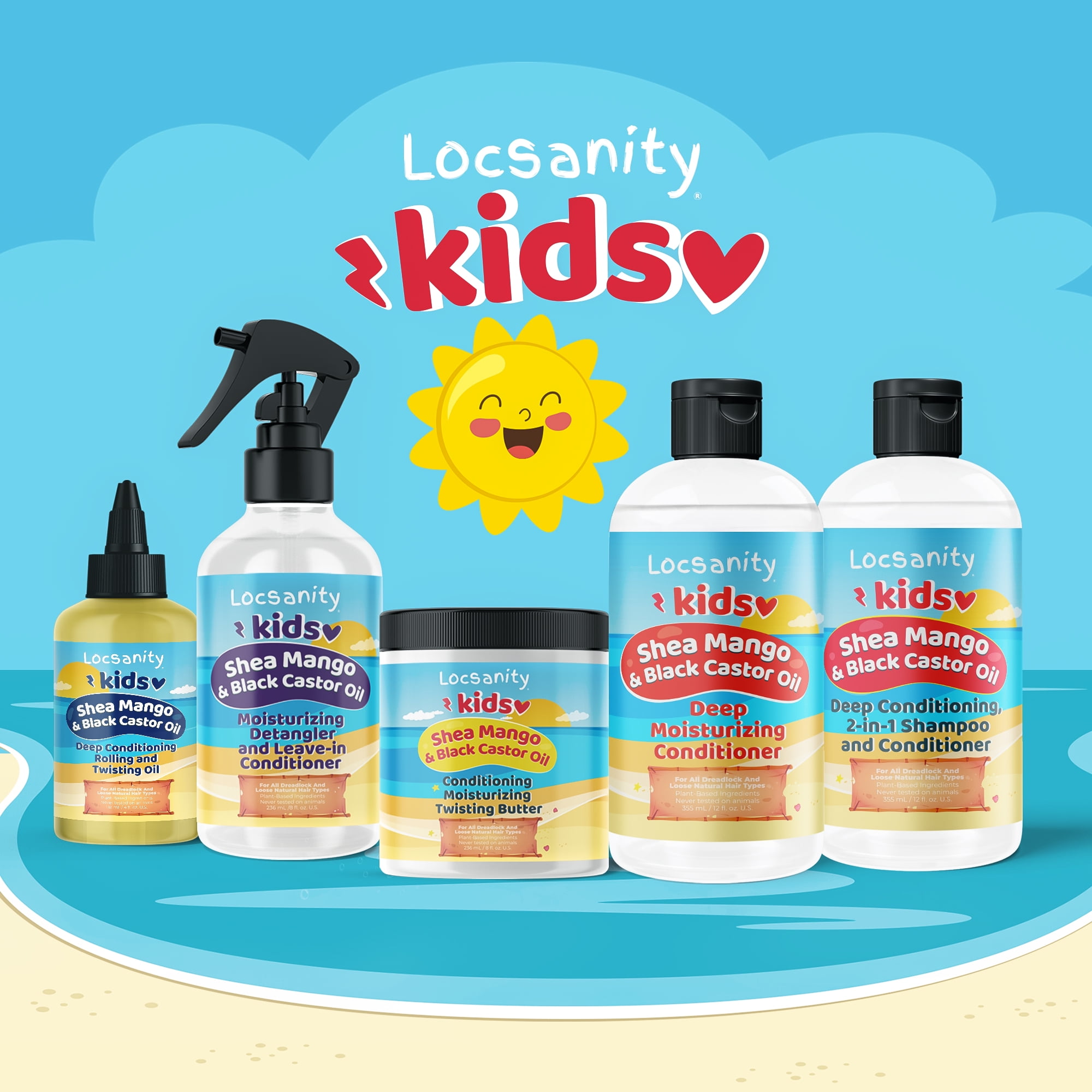 Locsanity Kids Shea Mango & Black Castor Oil Loccare/Haircare Bundle for Locs & Loose Natural Hair