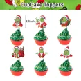thumbnail image 4 of Grinch Christmas Birthday Party dinnerware Disposable Banner Cake Topper Hanging Flag Grinch Balloons Birthday Decoration set, 4 of 4