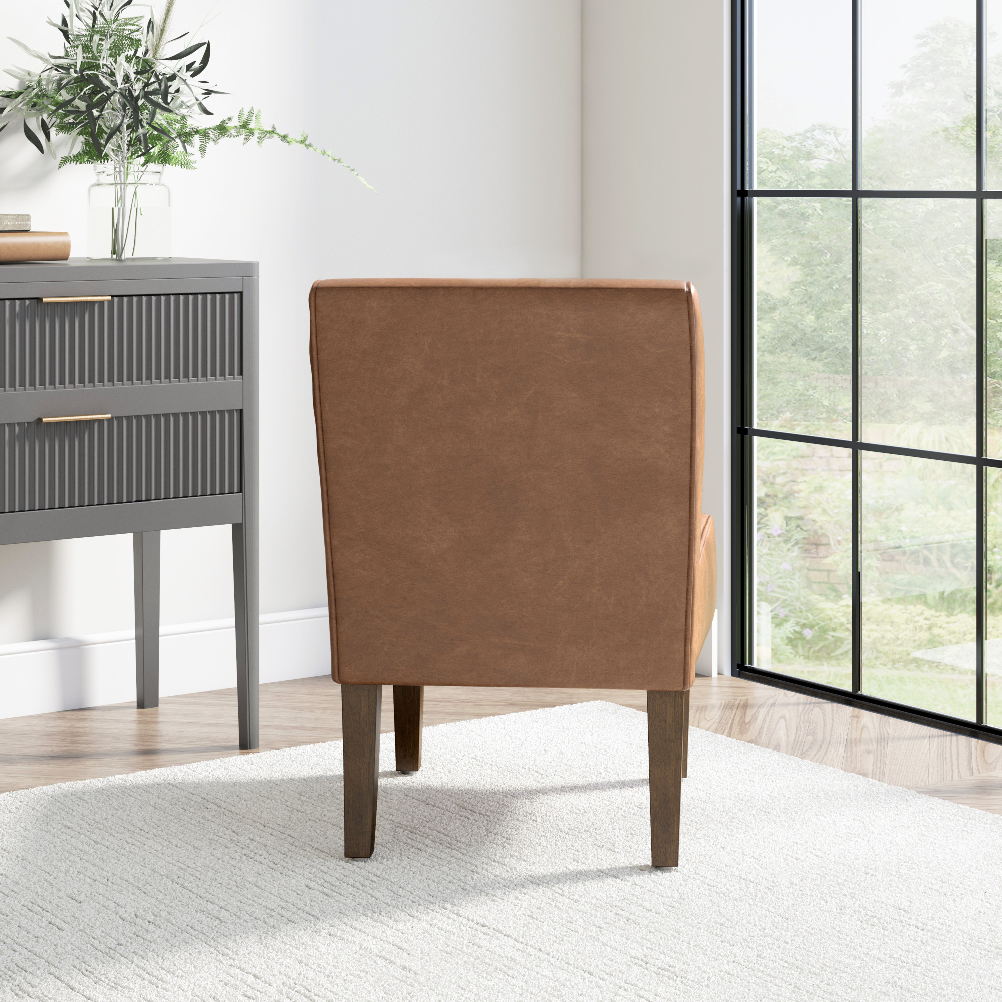 Clifton Upholstered Accent Chair, Saddle Faux Leather, by Hillsdale Living Essentials