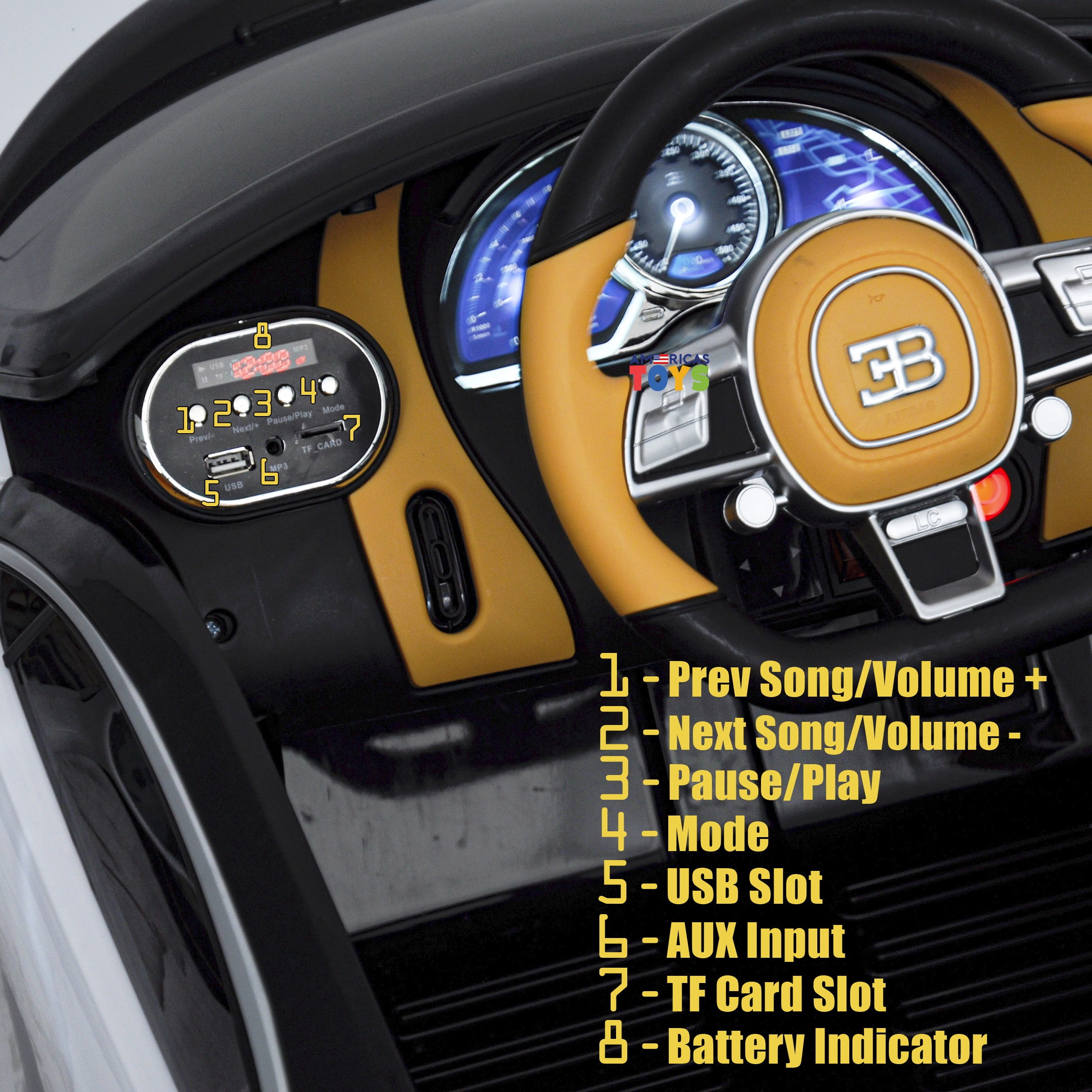 Bugatti Chiron 12V Powered Ride on Car for Kids with Remote Control