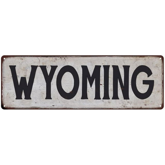 WYOMING Vintage Look Rustic Metal City State Sign 6 x 18 High Gloss Metal 206180041096