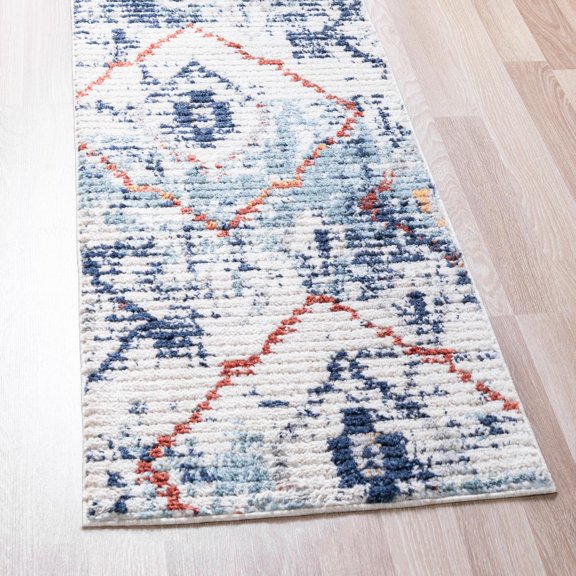 Unique Loom Morocco Collection Area Rug - Rif (2' 2" x 6' 1" Runner Light Blue/Gray)