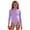 Purple, variant on CYRBOKO Girls Summer One-piece Swimsuits, Back Half Zip Long Sleeve Beach Quick-dry Swimwear Rashguards Holiday Army Green Size 3-4 T
