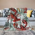 thumbnail image 2 of ARISTURING Lobster Seaweed Corals Flannel Blanket Lightweight Soft Blanket 50x60in, 2 of 6