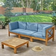 thumbnail image 2 of GDF Studio Keith Outdoor Acacia Wood Sofa and Coffee Table Set, Blue, 2 of 13