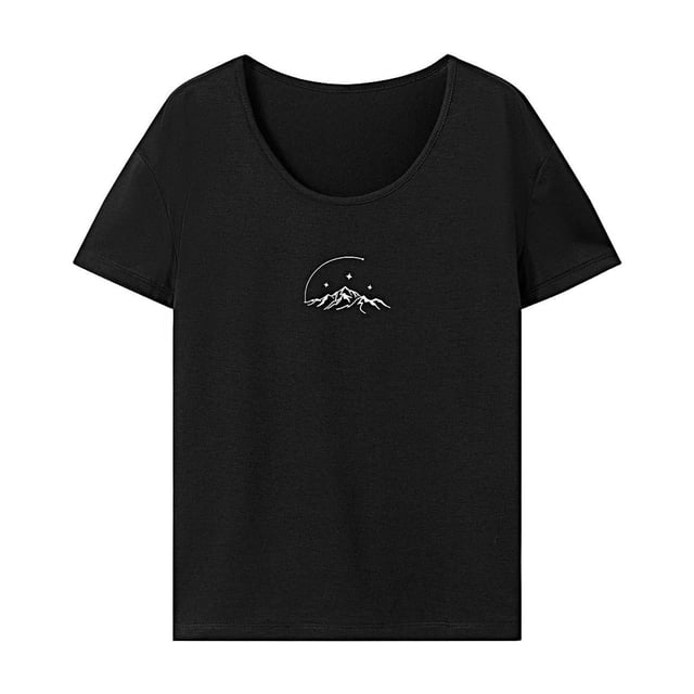 Camiseta Para Mujer Ropa De Verano Camiseta Básica Para Oficina Playa Senderismo L Negro