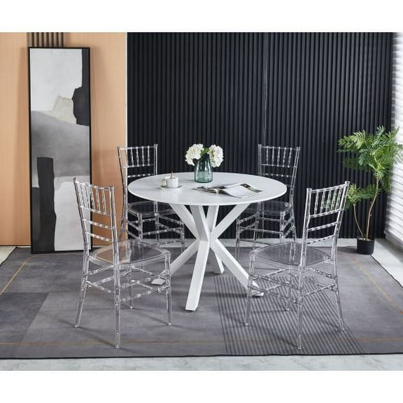 TAORUIFANG Set of 4 Transparent Plastic Dining Chairs, 220 lbs Capacity, Modern Wedding & Kitchen Chairs, Easy Assembly