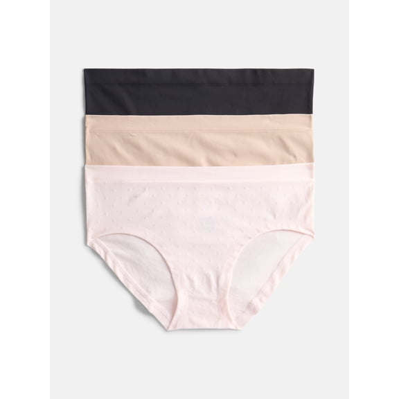Joyspun Women's Seamless Hipster Panties, 3-Pack, Sizes XS-XXXL