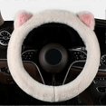thumbnail image 3 of 1 pcs Fluffy Cute Steering Wheel Covers with Anti-Slip Rubber Inner Ring for Women, Universal Fit 14.5-15 inches for Car,SUV (1pc, White), 3 of 4