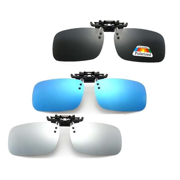3 Pairs Driving Glasses Polarized Clip On Sunglasses Rimless Flip Up Anti Glare With box-USA