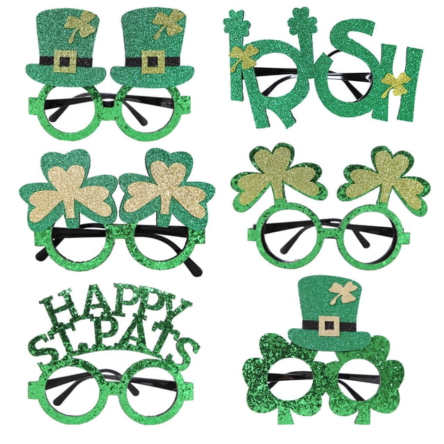 6 PCS Día de San Patricio Gafas Green Trébol Accesorios Accesorios de traje de fotografía Props Escuela Escenario Performance Papel Play Pop Inevent HA012467-00