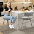 thumbnail image 5 of HomeZeer Swivel Bar Stools Set of 2, 26" Counter Height BarStool with Back, Leather Upholstered Kitchen Stools with Footrest and Metal Frame, Bar Chair for Kitchen Island, Gray, 5 of 8