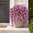 thumbnail image 3 of UV Resistant Artificial Petunia Bush Flower, Realistic Faux Petunia Floral Shrub, Outdoor Indoor Decor for Garden Patio Window Box Bonsaier Landscaping Home Decoration (Purple Blue Pink), Hot Pink, 3 of 5