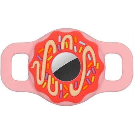 1/2 inch Pet Collar Holder Compatible for Airtag,Doughnut Shape Protective Cases Covers Dog Cat Collar Holder Silicone Waterproof (Small, Pink)