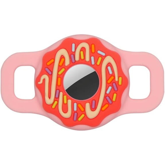 1/2 inch Pet Collar Holder Compatible for Airtag,Doughnut Shape Protective Cases Covers Dog Cat Collar Holder Silicone Waterproof (Small, Pink)