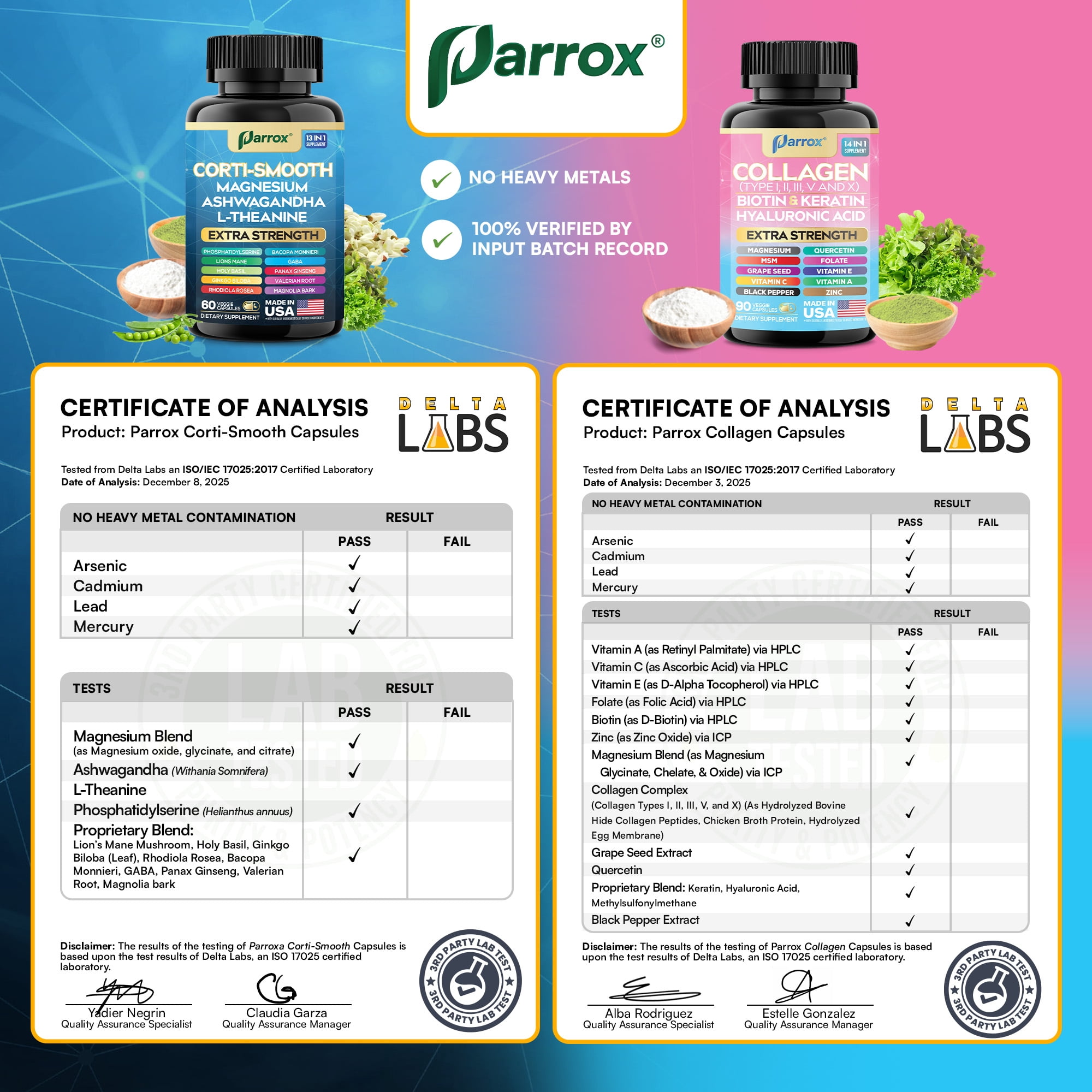 Parrox Shining Serenity Set 3-Pack, Ashwagandha & Magnesium Botanical Blend + Multi-Type Collagen I, II, III, V, X with Biotin, Hyaluronic Acid & Keratin, 6 Bottles Total