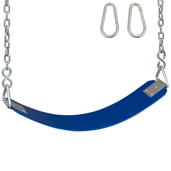 Swing Set Stuff Inc. Commercial Rubber Belt Seat with Chains and Hooks (Blue)