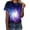 Dark Blue, variant on Spring Tops for Women Galaxy Starry Sky Pattern Round Neck Loose Short Sleeved Shirts for Women Purple