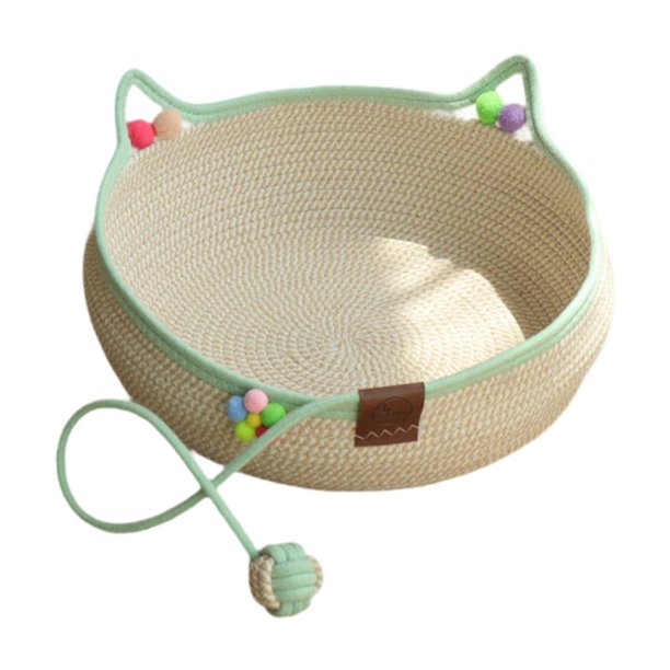 Cama tejida para gatos, tipo cesta, acogedora y cómoda, resistente a los arañazos. L