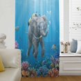 thumbnail image 5 of Ocean Diving Elephant Sheer Curtains 45 Inches Long, Blue Coastal Coral Fish Marine Life Light Filering Curtains, Breathable Simi Curtain Privacy Drapes for Kitchen Bathroom Small Window Treatment, 5 of 9