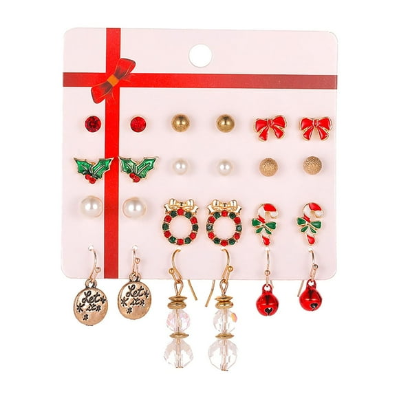 Riforla 12pcs Christmas Earrings Set Ear Cute Christmas Jewelry for Women New Year Gifts Womens Jewelry A
