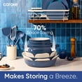 thumbnail image 3 of CAROTE 17 Pcs Ceramic Nonstick Cookware Set, Non Stick Pots and Pans with Detachable Handles, Oven Safe, Induction Cookware, Stackable Kitchen Set, Blue, 3 of 6