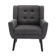 thumbnail image 2 of Modern Soft Linen Accent Chair, Classic Mid-Century Arm Chair With Black Legs, Sofa Chair for Club, Cafe, Living Room, Bed Room, Dark Gray, 2 of 7
