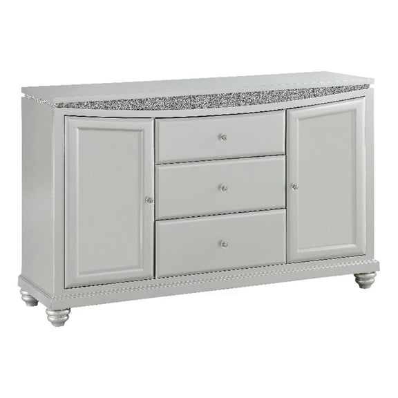 Acme Maverick 3-Drawer Wooden Server with 2 Doors in Platinum White Indoor