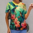 thumbnail image 6 of Flower Hummingbird Women's Short Sleeve T-Shirt Crew Neck Casual Summer Trendy Loose Fit Tops, 6 of 6