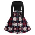 thumbnail image 2 of Christmas Dresses for Women Women's Fashion Round Neck Casual Slim Christmas Printed Long Sleeve Dresses for Christmas Party,Navy,2XL, 2 of 5