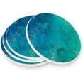 thumbnail image 3 of Coolnut Turquoise Marble Round Cup Coaster with Ceramic Stone and Cork Base 4PCS, Absorbent Cup Mats, Cup Protection Mat for Home, Kitchen and Bar448 Home Decor Gifts, 3 of 6