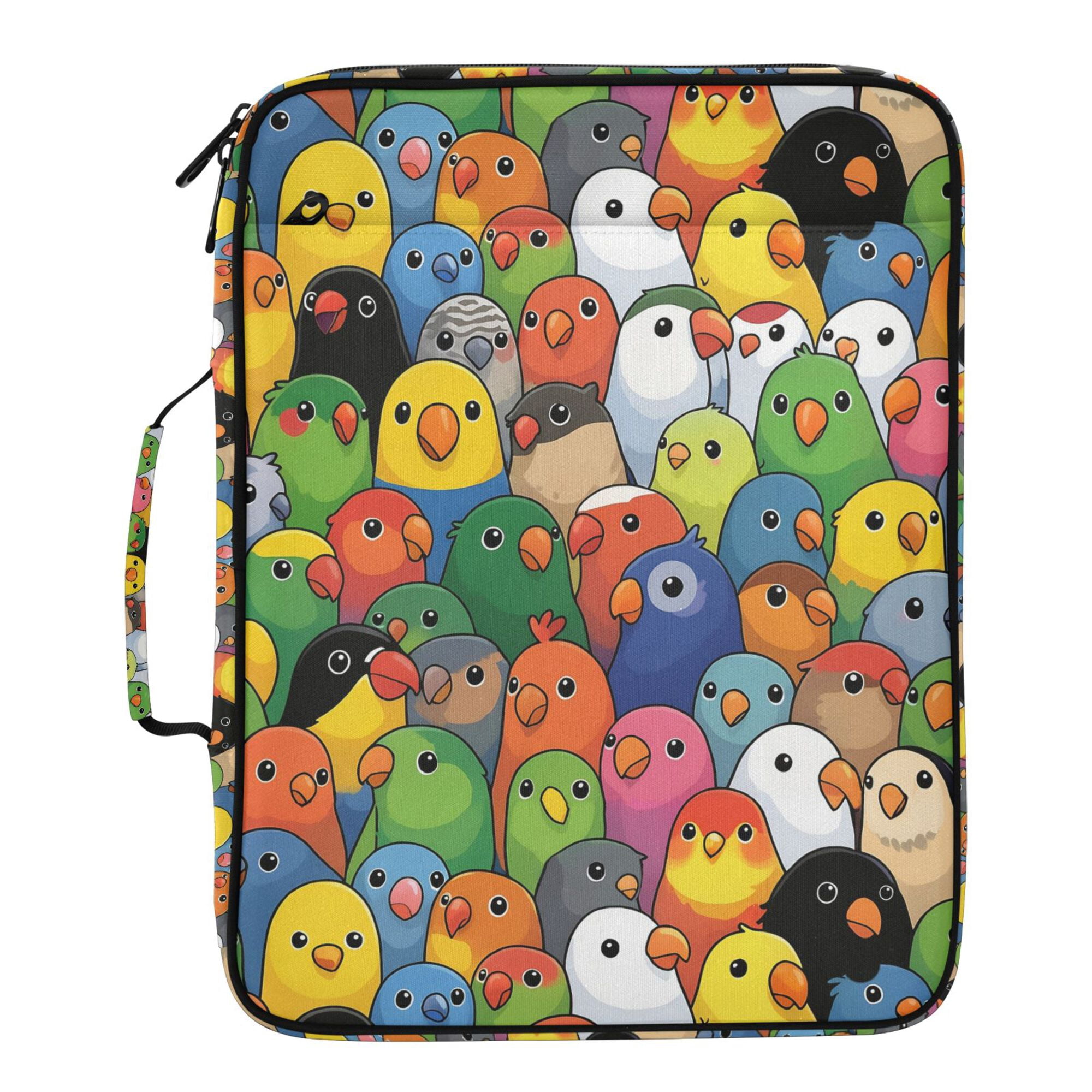 FORMRS Accordion File Folder A4 Size 7-Pocket Expanding Document Organizer Bag with 3 Ring Binder, Colorful Birds Pattern