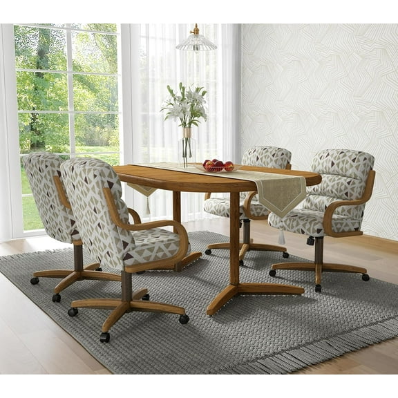Chromcraft 5-Piece Dining Table Set for 4, Expandable Table with 4 Casual Swivel-Tilt Caster Chairs for Kitchen & Dining Room (Bodega Mineral)