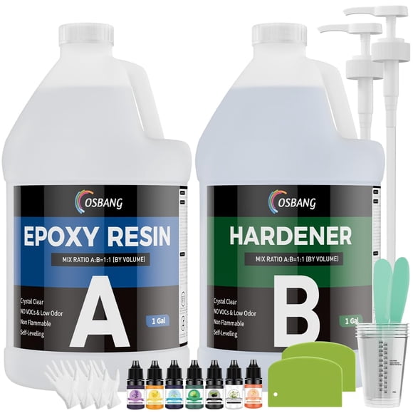 Kit de fundición transparente OSBANG de 7,6 L de resina epoxídica para manualidades