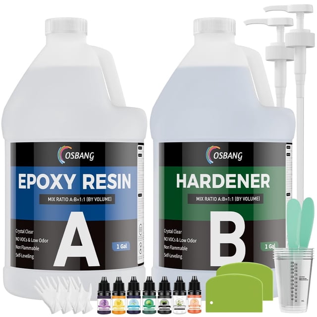 Kit de fundición transparente OSBANG de 7,6 L de resina epoxídica para manualidades