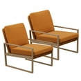 thumbnail image 7 of BELLEZE Set of 2 Modern Mustard Yellow Accent Chair, Mid-Century Corduroy Upholstered Lounge Chair, Wooden Frame Armchair for Living Room, Bedroom, or Office, Comfortable Padded Cushion, 7 of 7