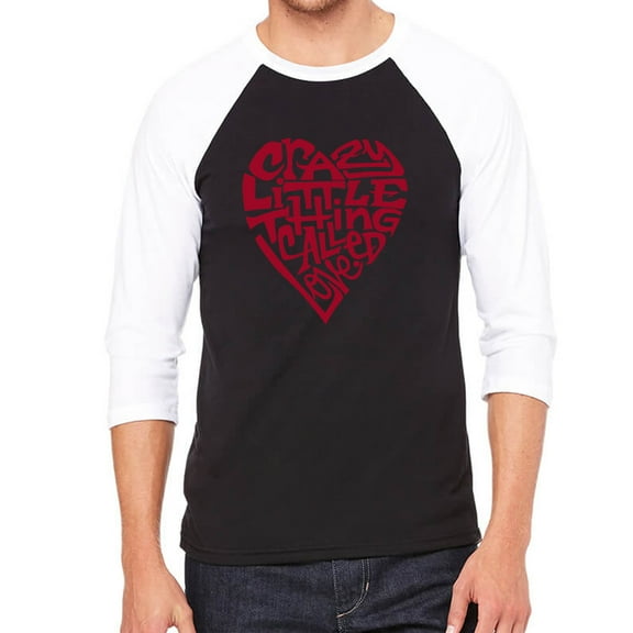 LA Pop Art Men's Raglan Baseball Word Art T-shirt - Crazy Little Thing Called Love