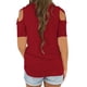 thumbnail image 4 of Camiseta con hombros descubiertos y tiras cruzadas de manga tres cuartos para mujer Blusas Fridja hj390, 4 of 6