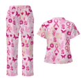 thumbnail image 2 of Yspwyqan Pink Breast Cancer Awareness Scrubs for Women Set, 2 Piece V-Neck Short Sleeve Scrubs Top & Cargo Pants, Stretchy Breathable Uniforms with 6 Pockets for Nurse, Size S, 2 of 7