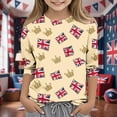 thumbnail image 2 of Unisex Kids Spring Tunic Tops Boho Blouses for Girls Dressy Casual Crew Neck Summer Fashion Shirts Loose Fit Flower Printed 3/4 Sleeve Lightweight Basic T-Shirts, 2 of 5