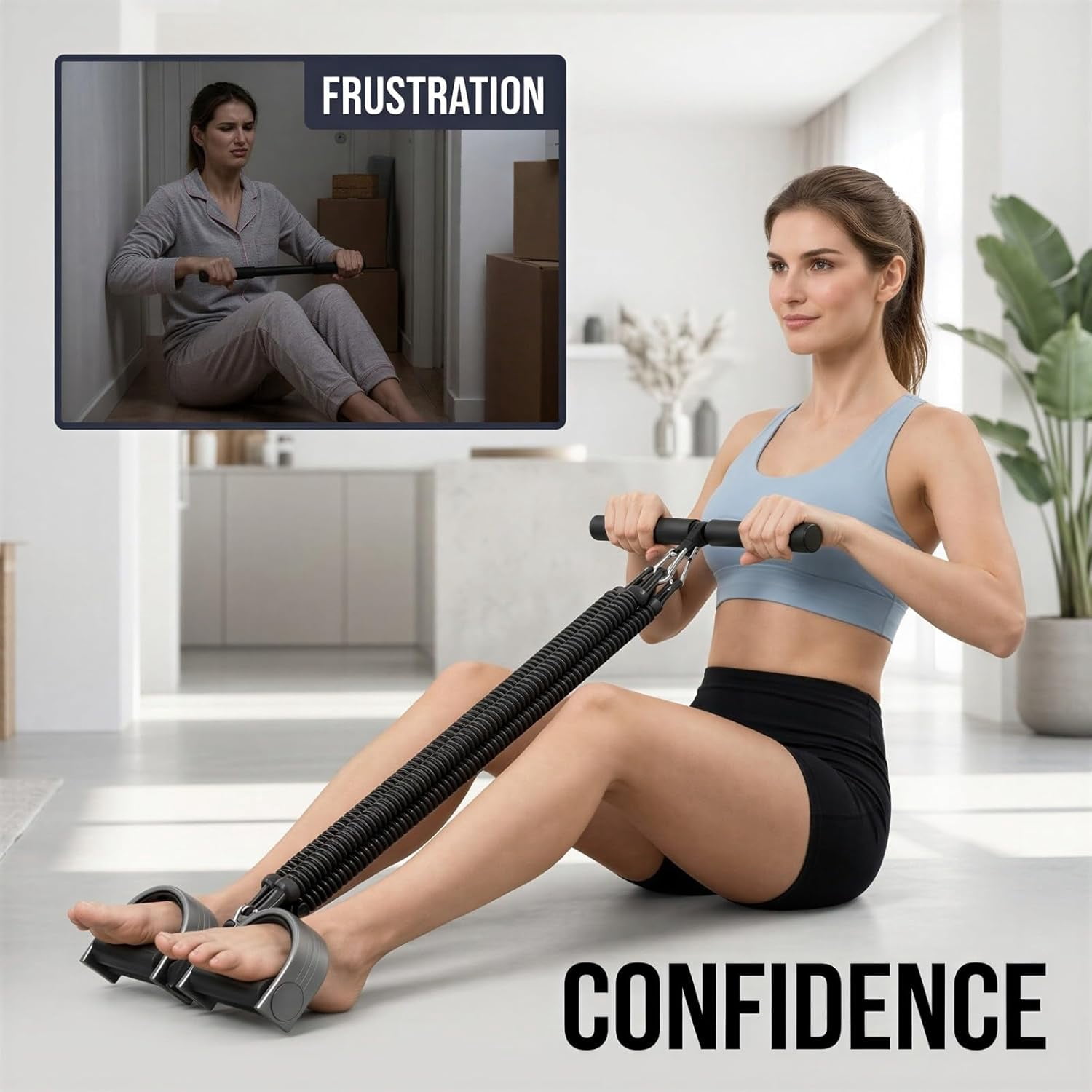 100 Pound Adjustable Resistance Pedal Puller Resistance Bands with Handles, Chest Expander, Roller & Storage Bag, Multi-Functional Workout Equipment for Home Abs Bodybuilding