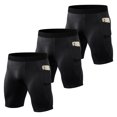 thumbnail image 1 of Amdohai Men Sport Shorts 3 Pairs Pack Side Pockets Quick Dry Performance Sports Tights Shorts for Running Workout, 1 of 7