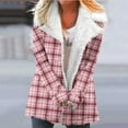 thumbnail image 2 of Winter Warm Jackets for Womens Fashion Plus Size Zip Up Plaid Printed Fashionable Long Sleeved Pocket Composite Plush Button Coat, 2 of 5